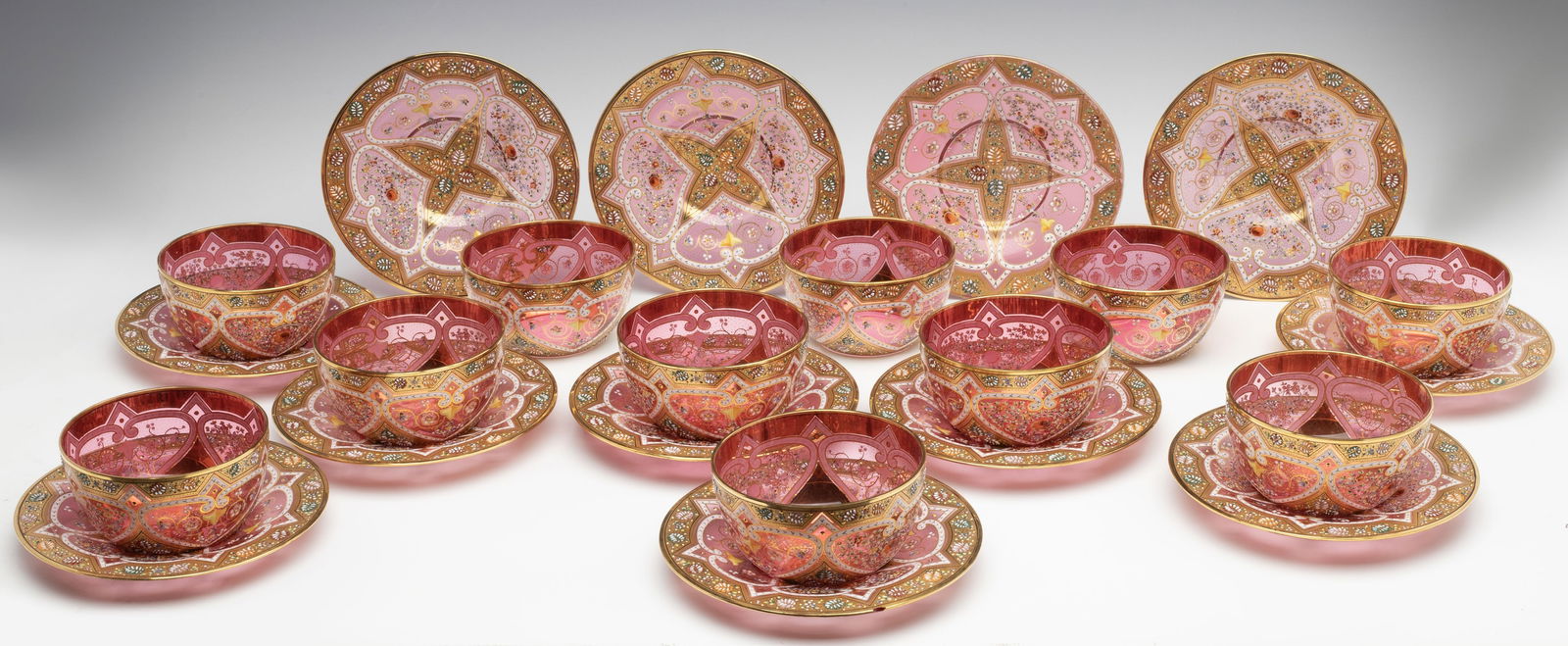 ELEVEN MOSER GILT AND ENAMELED GLASS FINGER BOWLS (1 of 18)