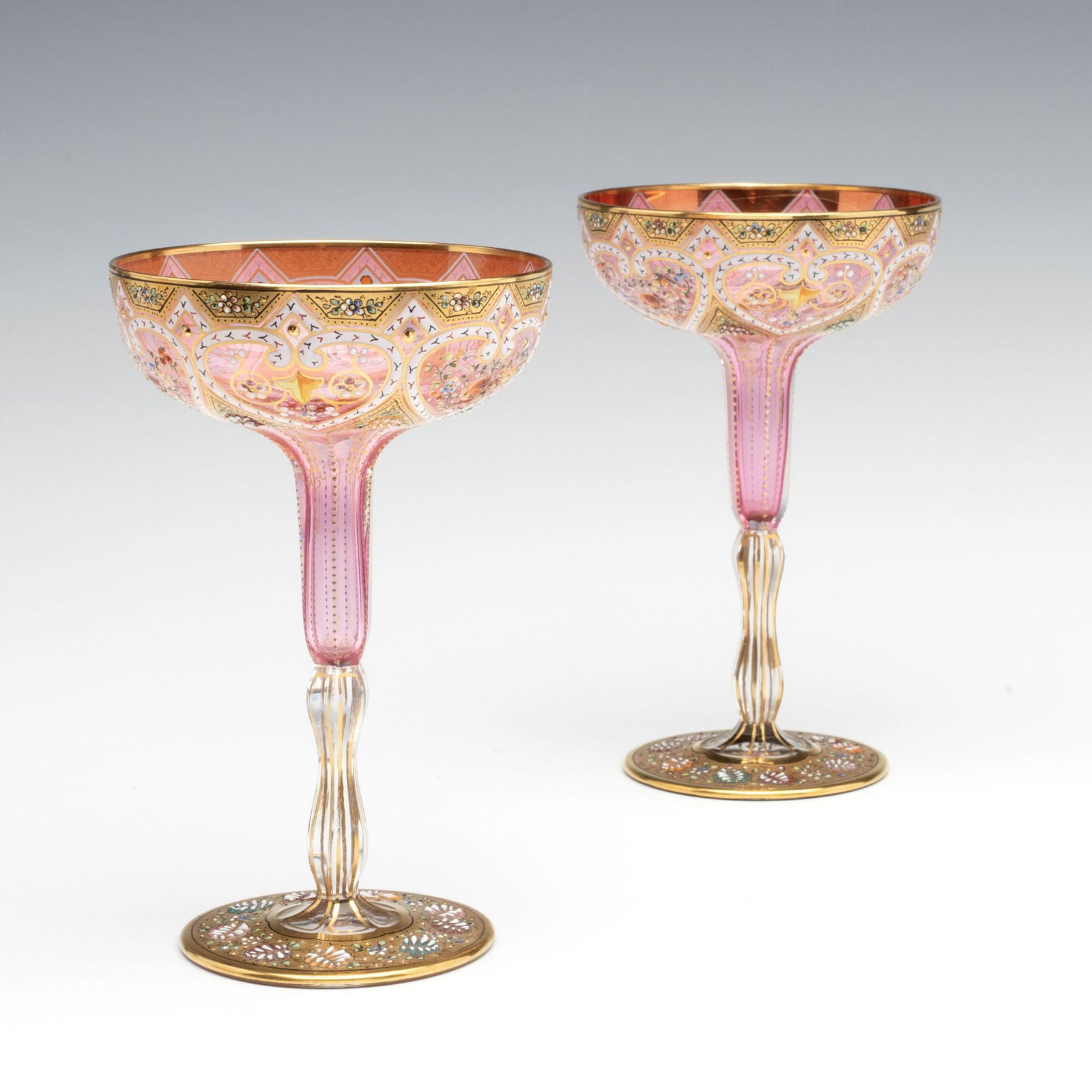 TWO ELABORATE MOSER GLASS STEMS IN MULTIPLE TECHNIQUES (1 of 16)