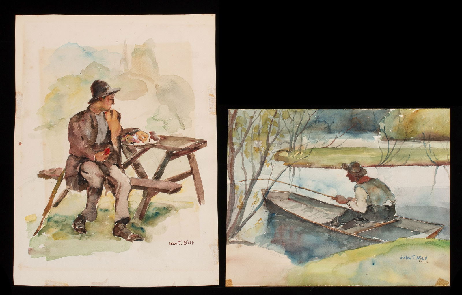JOHN NOLF (ILLINOIS 1872-1950) TWO WATERCOLOR PAINTINGS (1 of 18)