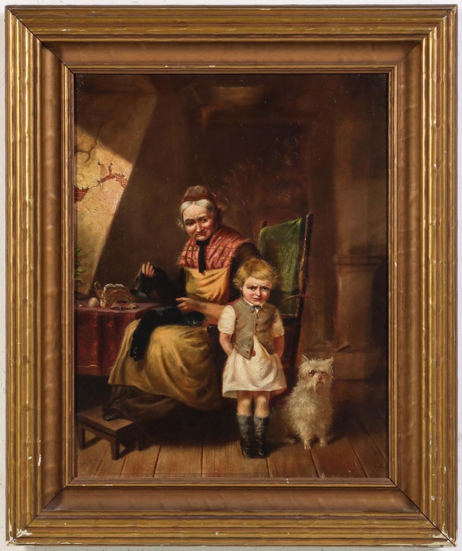 A 19TH CENTURY CONTINENTAL SCHOOL OIL ON CANVAS (1 of 6)
