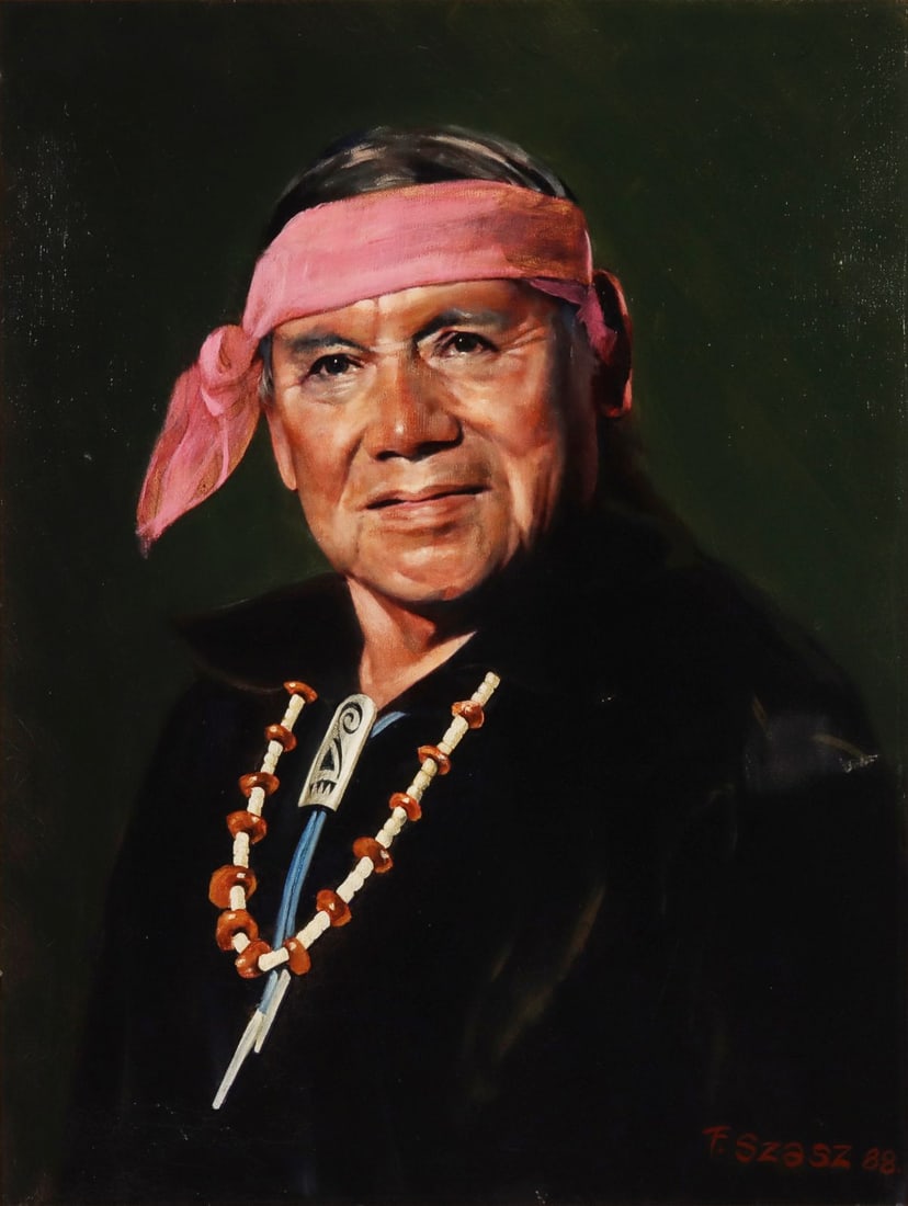 FRANK SZASZ (1926-1995) NATIVE AMERICAN PORTRAIT O/C (1 of 16)