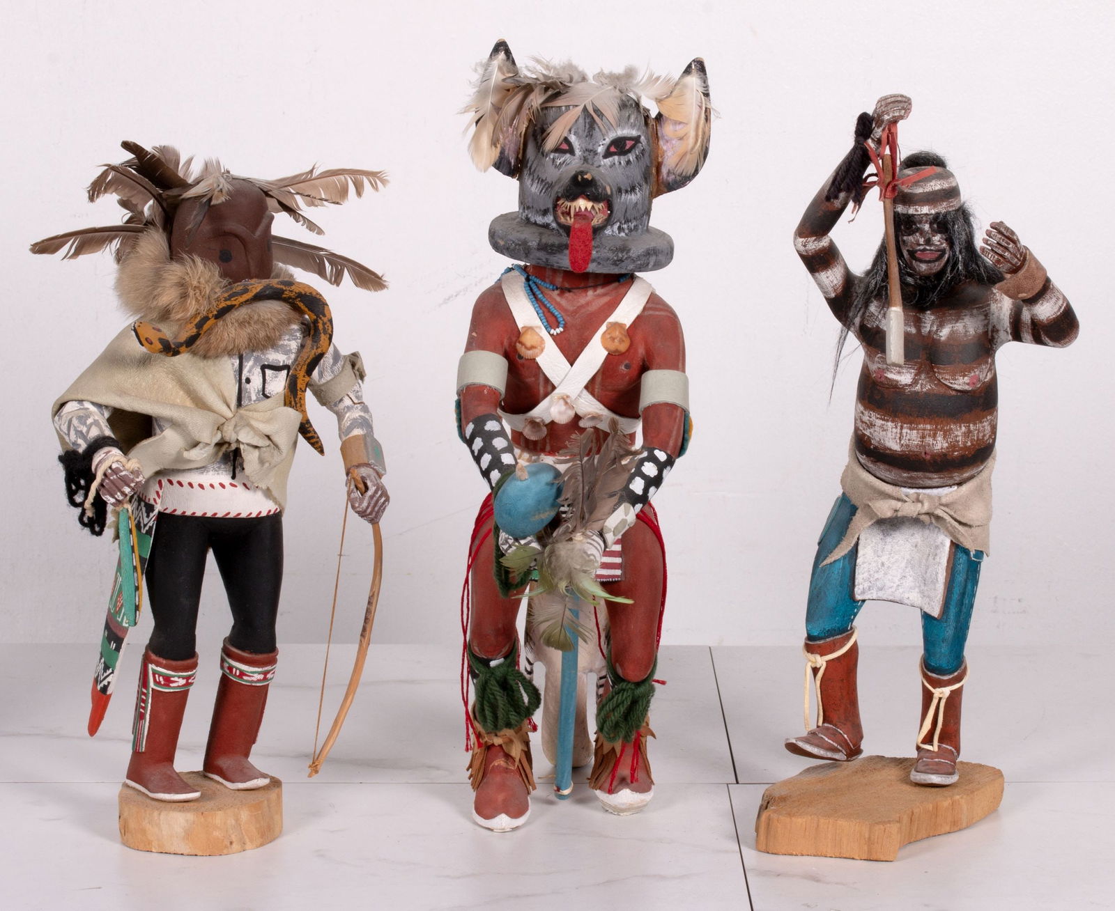 THREE CONTEMPORARY HOPI KATSINA CARVINGS (1 of 11)