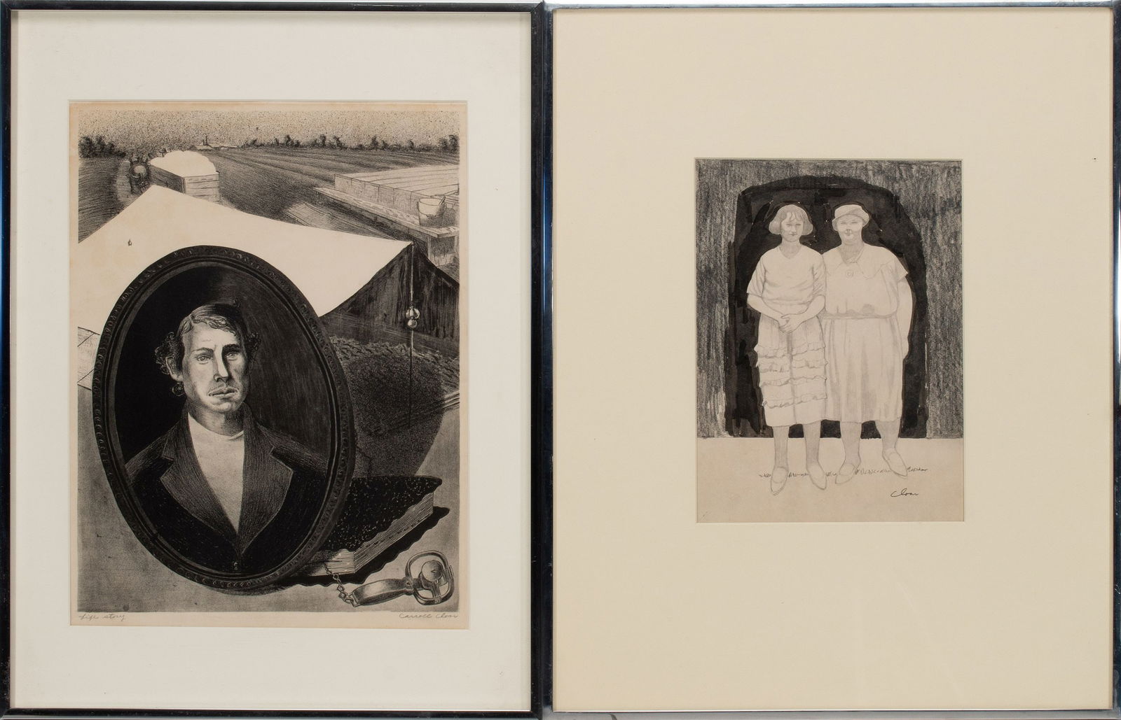 CARROLL CLOAR (1913-1993) LITHOGRAPH AND DRAWING: Carroll Cloar (1913-1993) Life Story Carroll Cloar was a sort of an American South rural surrealist with a unique and distinctive life story and style to match. 1) Life Story. The lithograph is signed