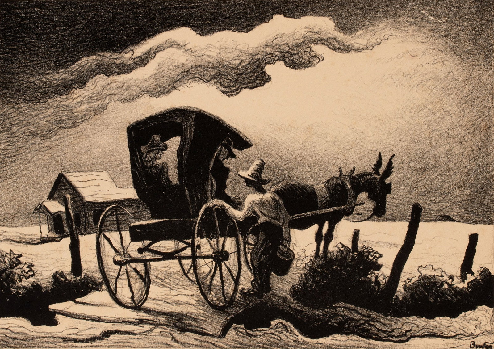 THOMAS HART BENTON (1889-1975) PENCIL SIGNED LITHOGRAPH (1 of 11)