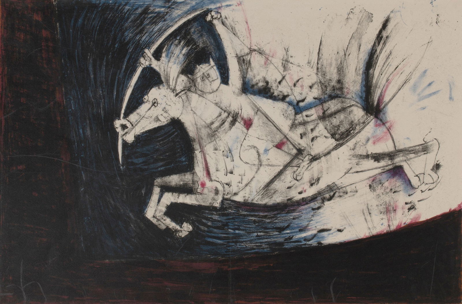 RUFINO TAMAYO (1899-1991) AND PETER HURD (1904-1984): 1) Ruffino Tamayo (Mexico, 1899-1991), Capitulo X (1959) color lithograph, 2) Ruffino Tamayo (Mexico, 1899-1991), Rider of the Apocalypse, Chapter XII (1959) color lithograph on BFK Rives watermarked