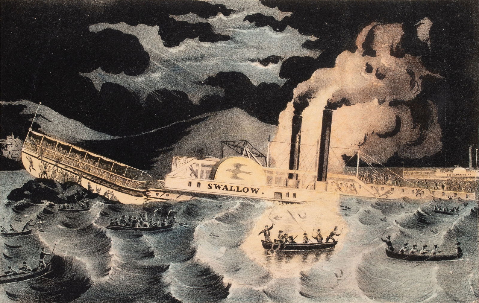 N. CURRIER 'LOSS OF STEAMBOAT SWALLOW' + WINSLOW HOMER (1 of 20)
