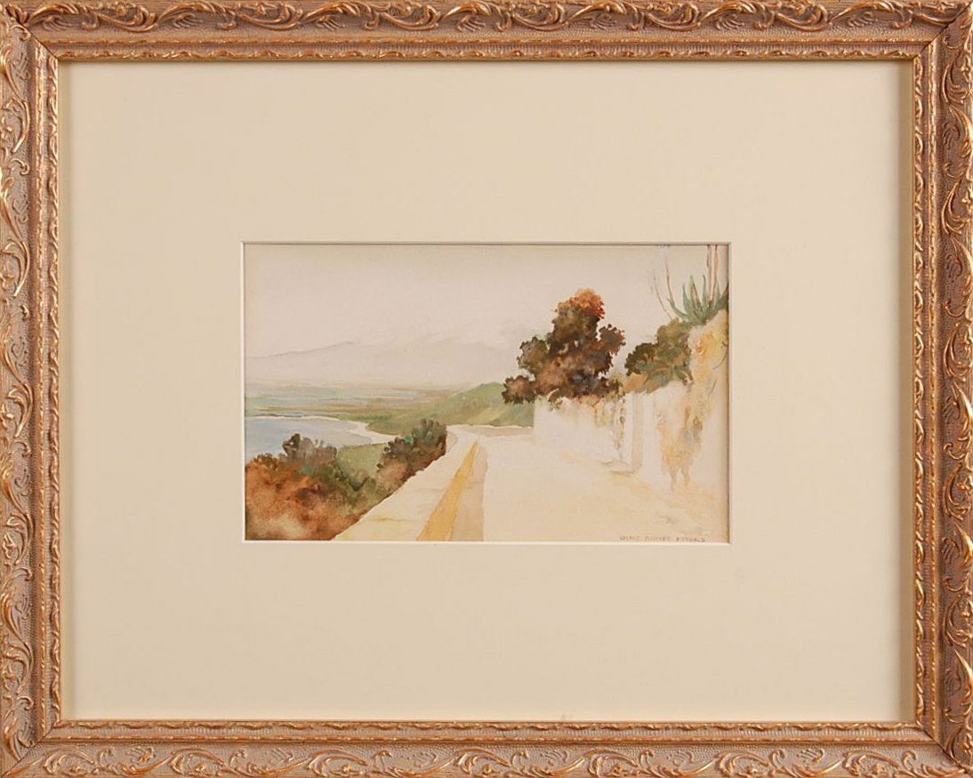 GEORGE PORTER FERNALD WATERCOLOR: Mural painter, early 20th C., this work circa 1920. Measures 5.5 x 8.75 inches.