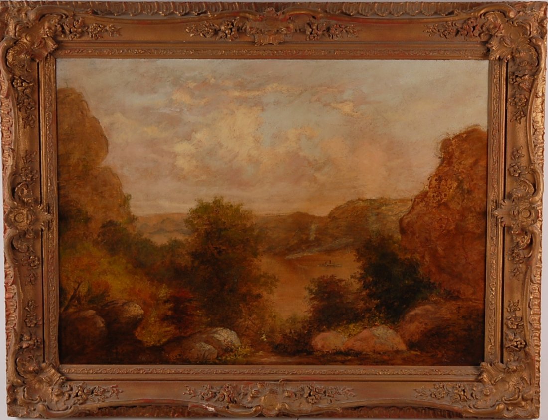 WILLIAM LOUIS SONNTAG SR. (1822-1900) OIL ON CANVA: This painting has had poor restoration and has been over-cleaned. Signed lower left 'Wil. Sonntag.' Canvas size 26 x 36 inches. Framed size 34.5 x 45 inches.