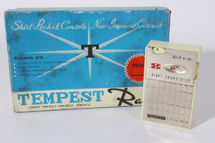 TEMPEST HT-8041 EIGHT TRANSISTOR RADIO W/BOX, C. 1963
