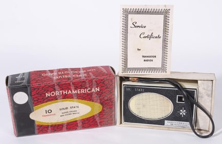 NORTH AMERICAN TEN-TRANSISTOR RADIO W/BOX, 1960s