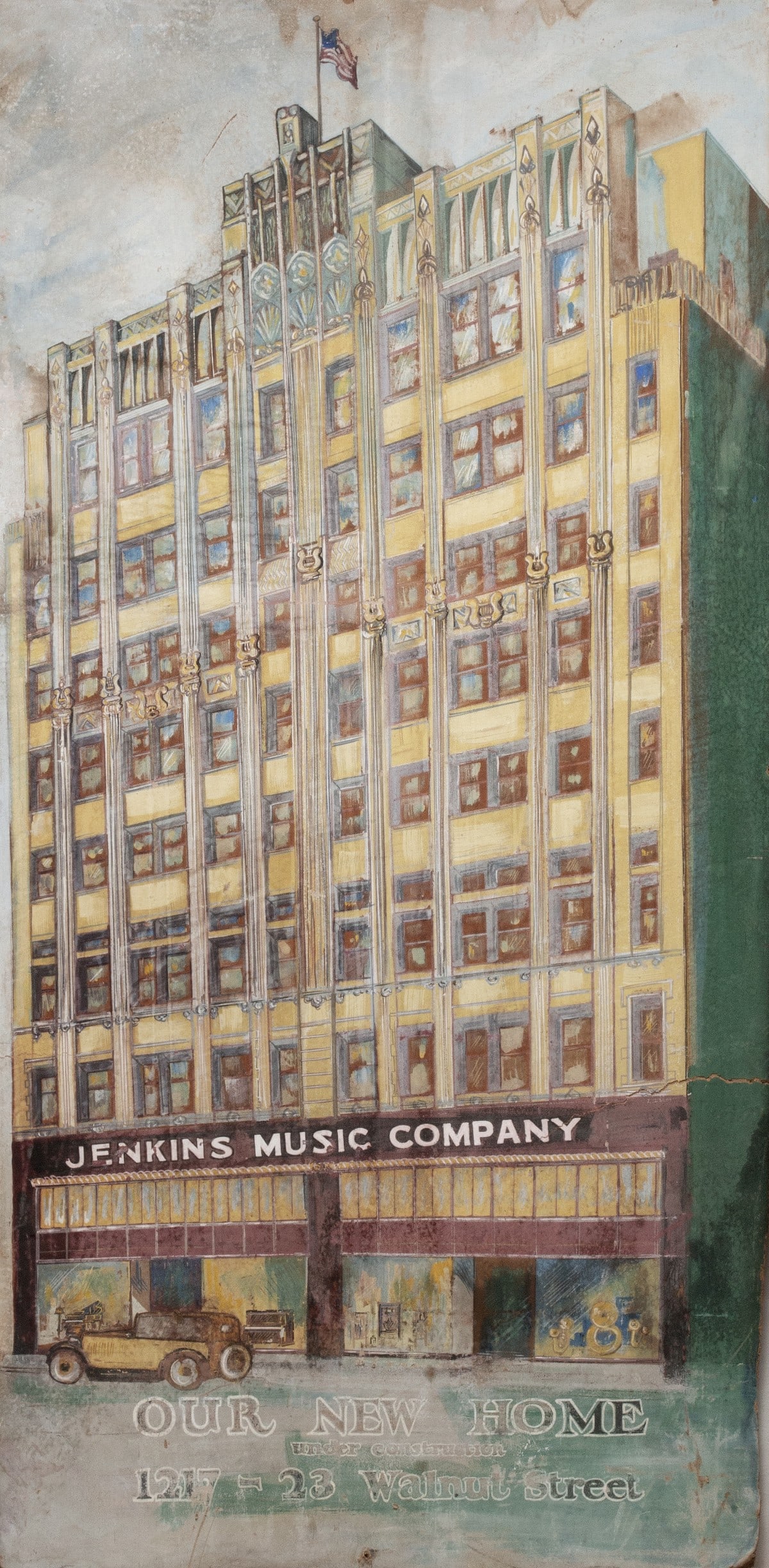 A UNIQUE 1930s ADVERTISING SIGN FOR JENKINS MUSIC KCMO (1 of 17)