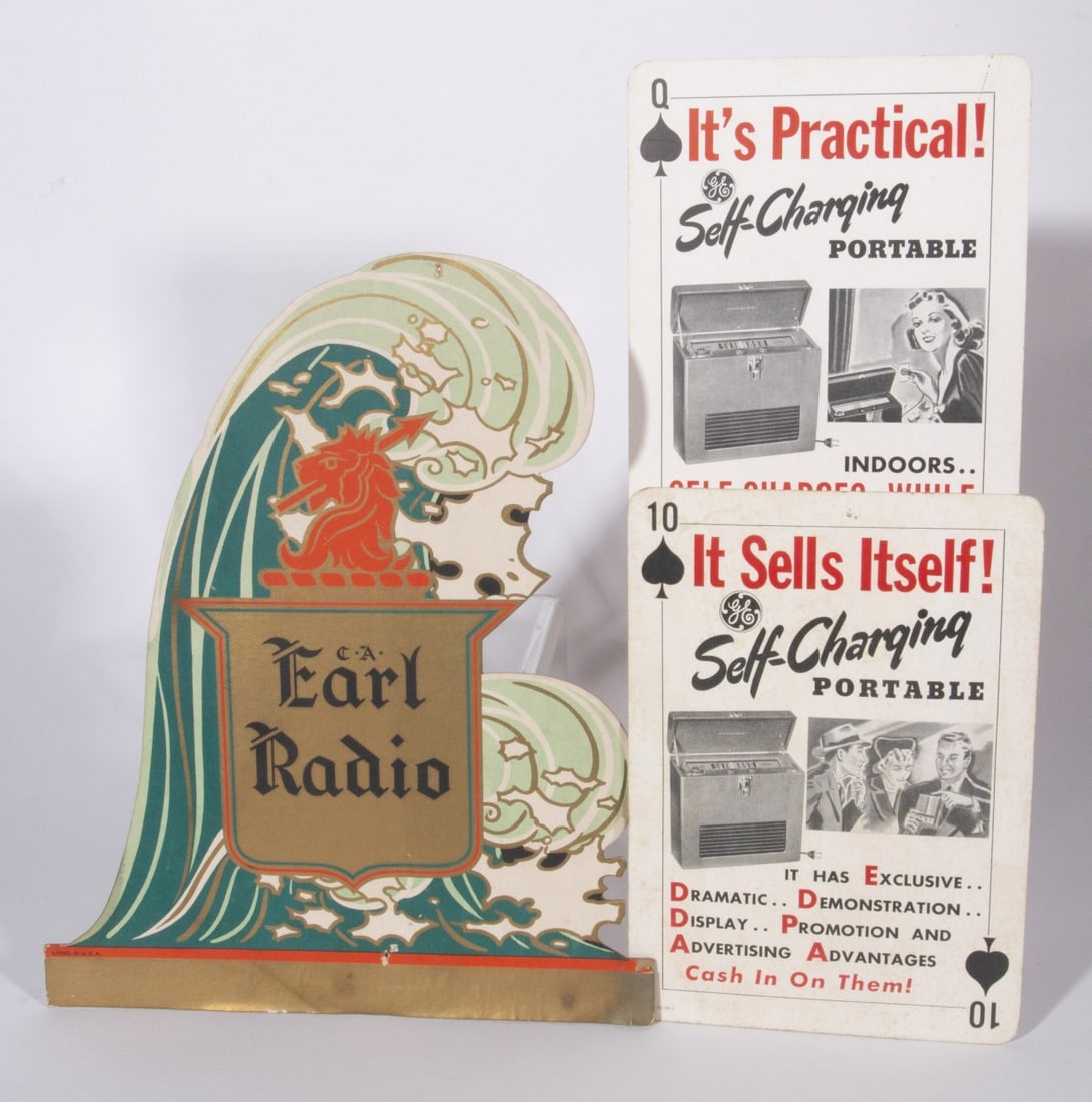 RARE EARL RADIO AND GE SELF CHARGING RADIO ADVERTISING (1 of 8)