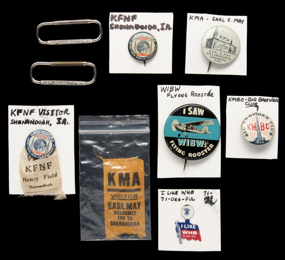 Advertising Pin Back Buttons For Ks, Mo And Ia Radio Auction