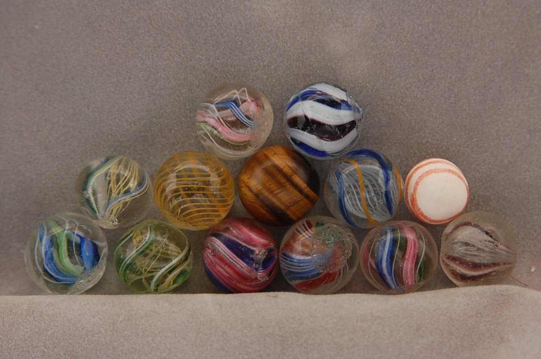 13 'PEE WEE' HAND MADE MARBLES