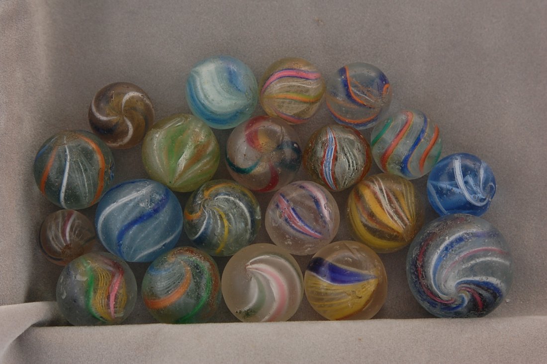 MARBLES 20 DAMAGED HAND MADE SWIRLS