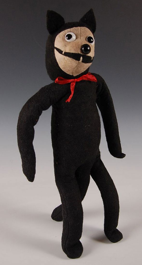 EARLY FELIX THE CAT STUFFED FELT TOY: Wired figure with tail that acts as an easel type stand. Measures 12 x 2 inches.