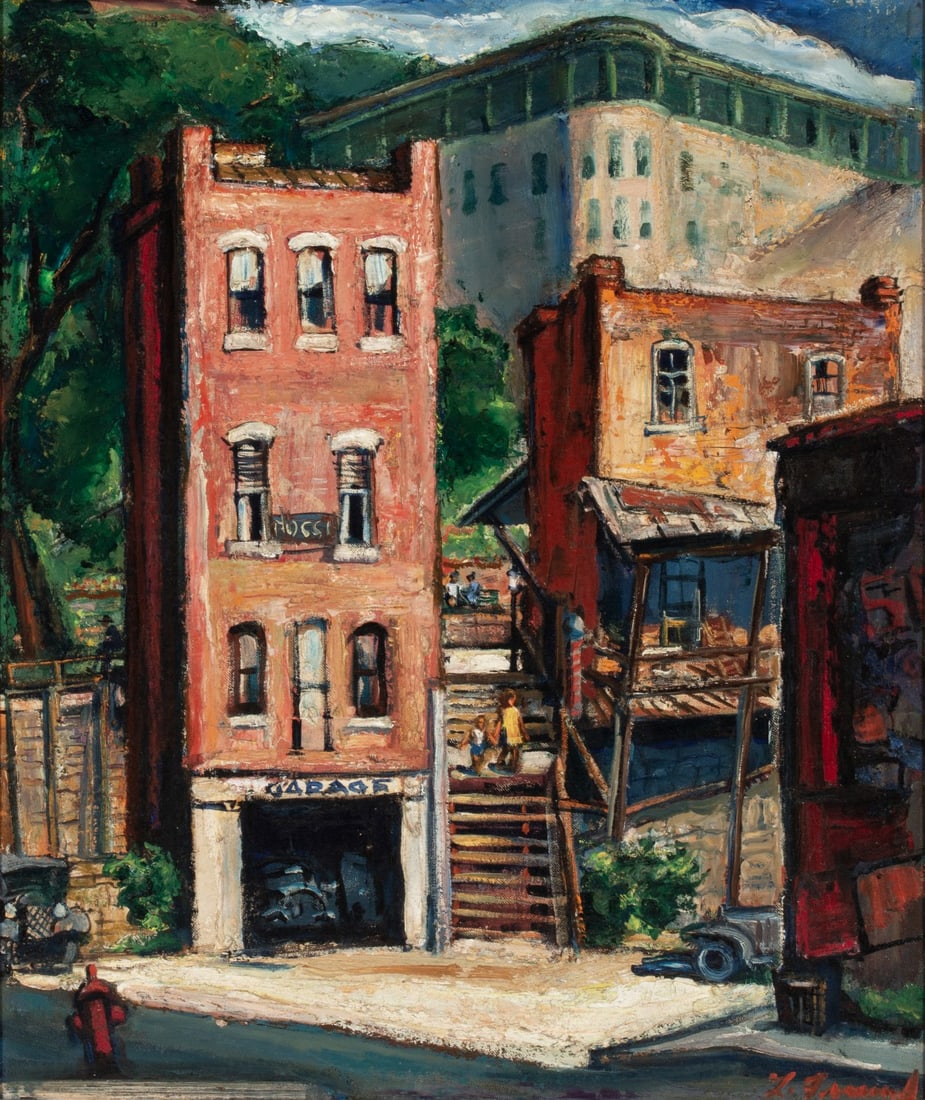 LOUIS FREUND (1905-1999) ARKANSAS REGIONALIST TOWN VIEW (1 of 19)