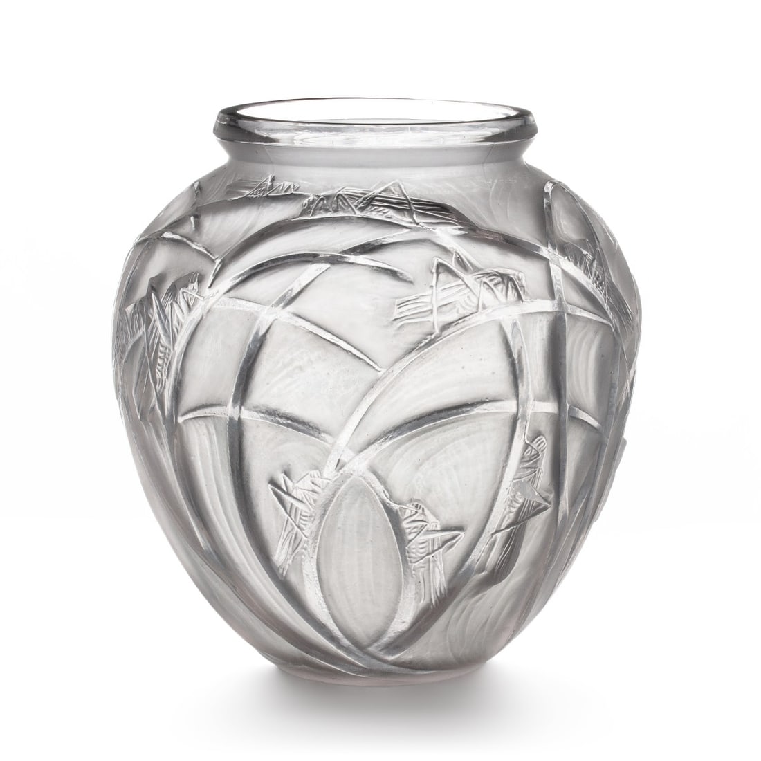 RENE LALIQUE 'SAUTERELLES' FRENCH CRYSTAL VASE (1 of 19)
