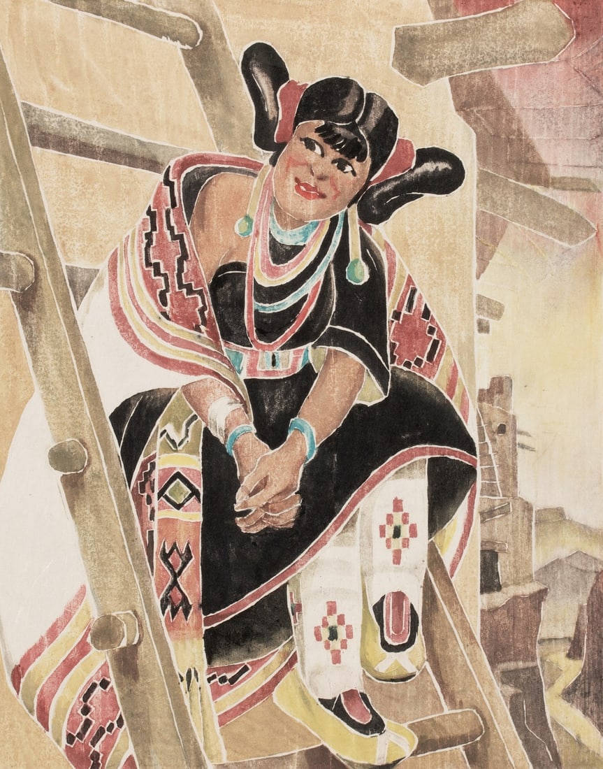 WUANITA SMITH (1866-1959) WHITE LINE COLOR WOODCUT (1 of 13)