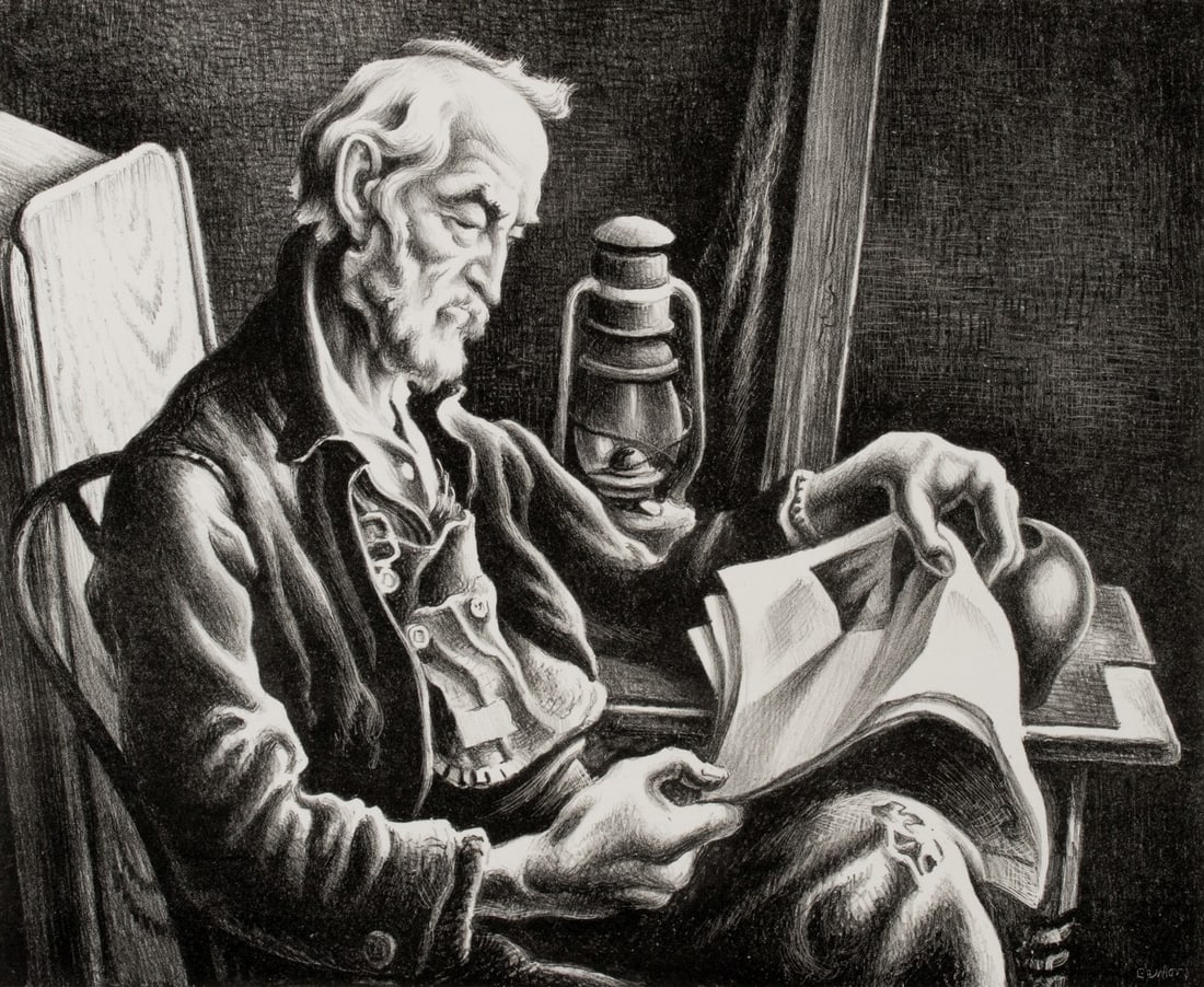 THOMAS HART BENTON (1889-1975) PENCIL SIGNED LITHOGRAPH (1 of 11)