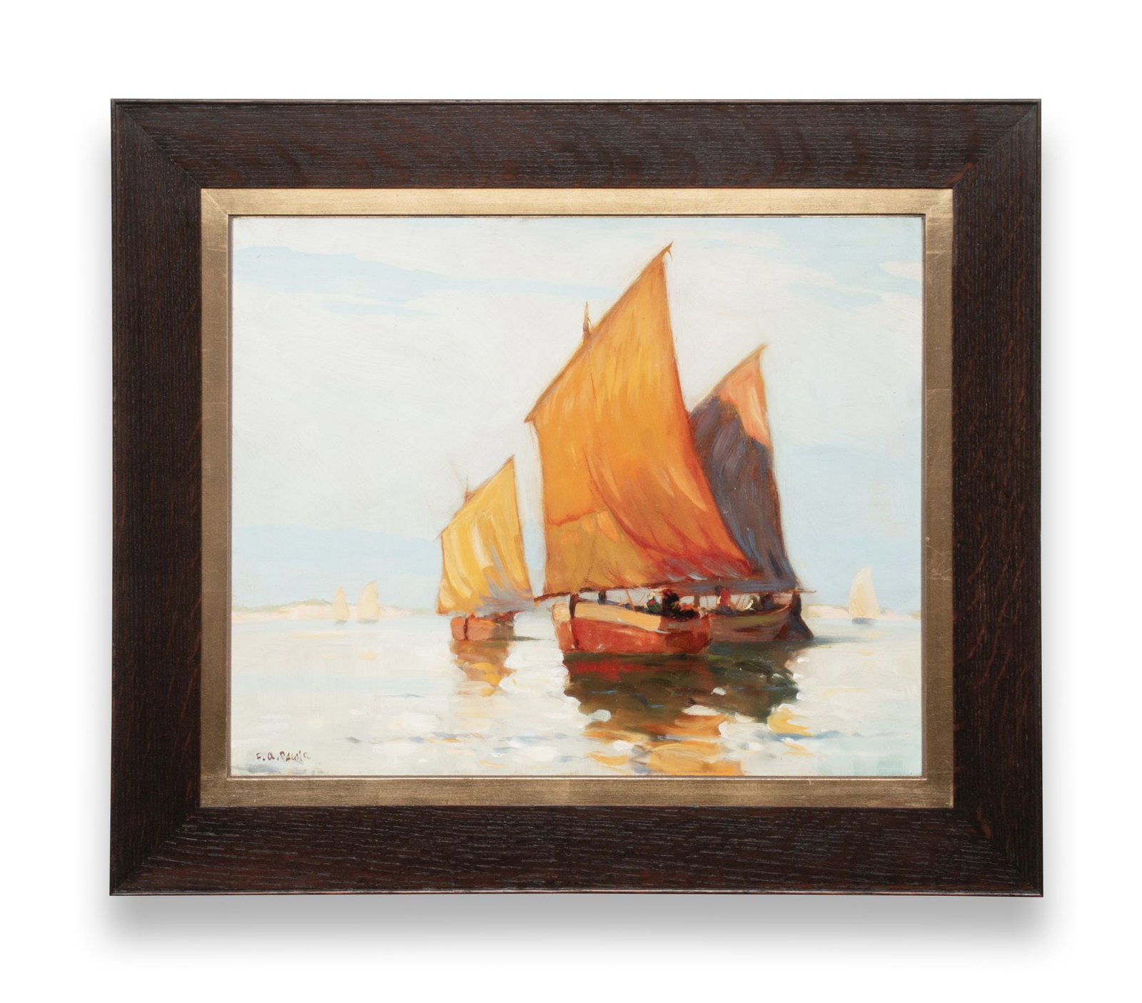 FREDERICK A. PAWLA (15876-1964) OIL ON ARTIST'S BOARD: Frederick Alexander Pawla (1876-1964) Early 20th Century. Signed lower left. Board measures 15.75 x 19.5 with a framed size of 22.25 x 26 inches. Without proof of exemption, be aware that internet sal