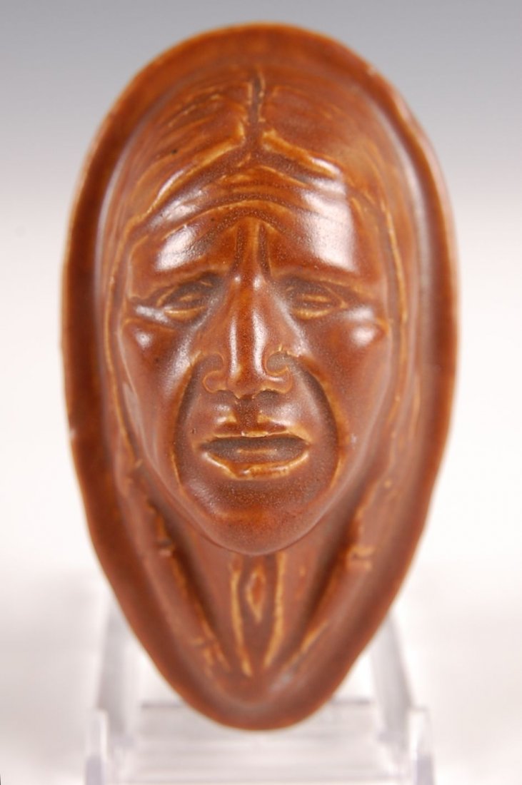 EARLY VAN BRIGGLE INDIAN HEAD PAPERWEIGHT