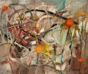 AARON BOHROD (1907-1992) EARLY ABSTRACT OIL ON BOARD (1 of 12)