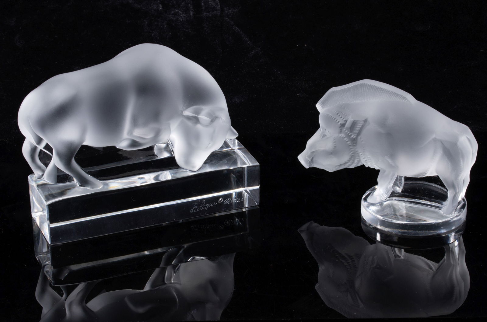 TWO LALIQUE FRENCH CRYSTAL FIGURAL ANIMAL PAPERWEIGHTS (1 of 14)