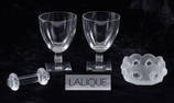 LALIQUE ARGOS STEMS, TABLE ARTICLES AND DEALER PLAQUE