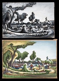 AARON PYLE (1903-1972) ATTRIBUTED EGG TEMPERA STUDIES