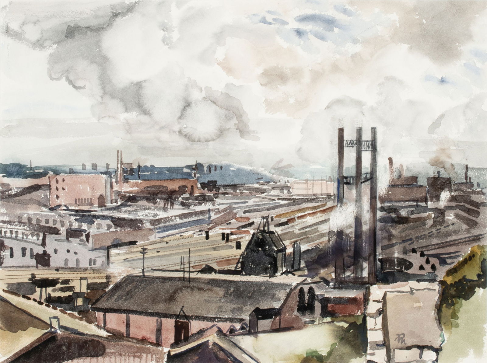 KARL MATTERN (1892-1969) INDUSTRIAL LANDSCAPE C. 1940 (1 of 10)