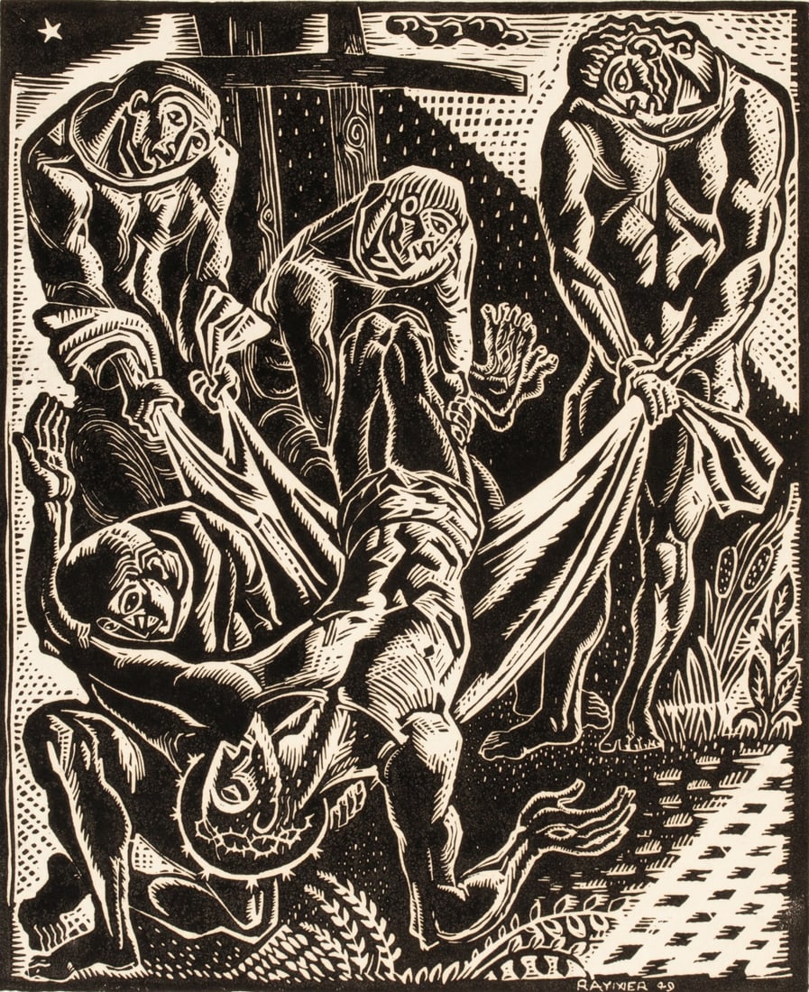 LESTER RAYMER (1907-1991) PENCIL SIGNED BLOCK PRINT (1 of 15)