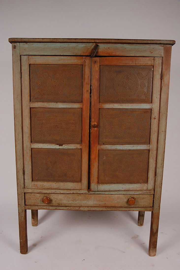 ANTIQUE TWELVE TIN PIE SAFE