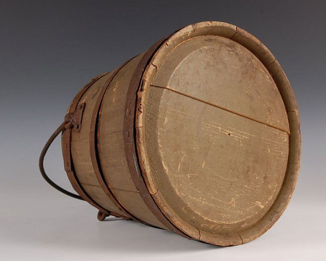 19TH C. PAINTED OYSTER BUCKET W/ BOSTON DEALER'S ADVERT Lot 158