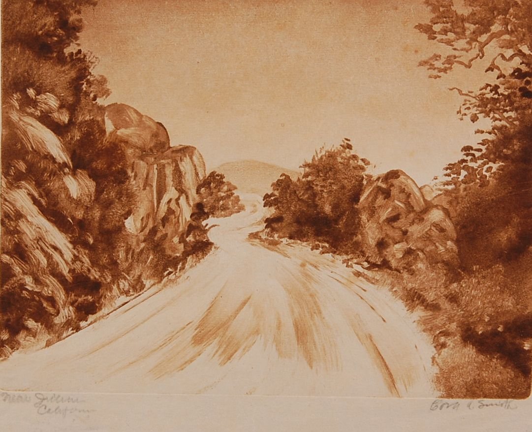 LOT OF FIVE PRINTS AND PAINTING: Etching 'Family Group' signed 'D. Deuchar fecit' in the plate for David Deuchar (active 1771-1803), plate size 5 x 6.75, sheet size 8 x 10 inches. Pencil signed etching by Cora Smith (1875-1942) title
