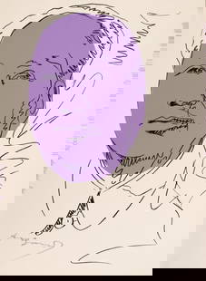 ANDY WARHOL (1928-1987) SIGNED PURPLE MAO SCREENPRINT: Andy Warhol (1928-1987) Mao (Purple) 1974 The color lithograph on wallpaper is hand-signed by Andy Warhol in felt-tip pen lower left. Originally created as an installation element for Warhol's 1974 re
