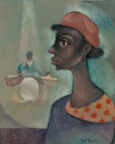 KARL PRIEBE (1914-1976) EXHIBITED WATERCOLOR W/GOUACHE