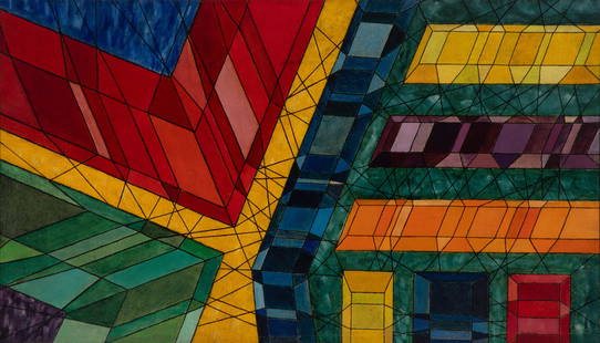 JESSE REICHEK (1916-2005) 1948 ABSTRACT OIL ON CANVAS: Jesse Reichek (1916-2005) Untitled 1948 The bold and brightly colored abstract composition is signed and dated lower right. Jesse Reichek was an interesting artist and engineer who often melded