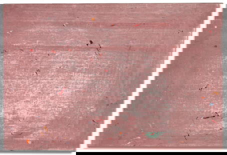 RONALD SLOWINSKI (1932-2023) ACRYLIC ON CANVAS: Ron Slowinski (1932-2023) (Untitled) Pollen Series 1979 The grid-based acrylic on canvas with sanded field and the exuberantly random applications is signed and dated verso. Ron Slowinski