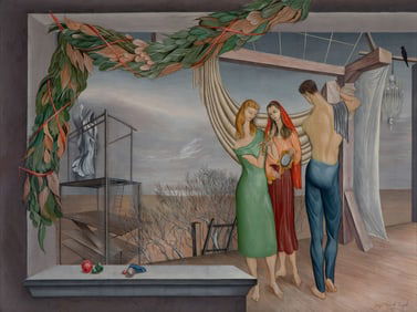 HAZEL JANICKI TEYRAL (1918-1976) MAGIC REALISM TEMPERA