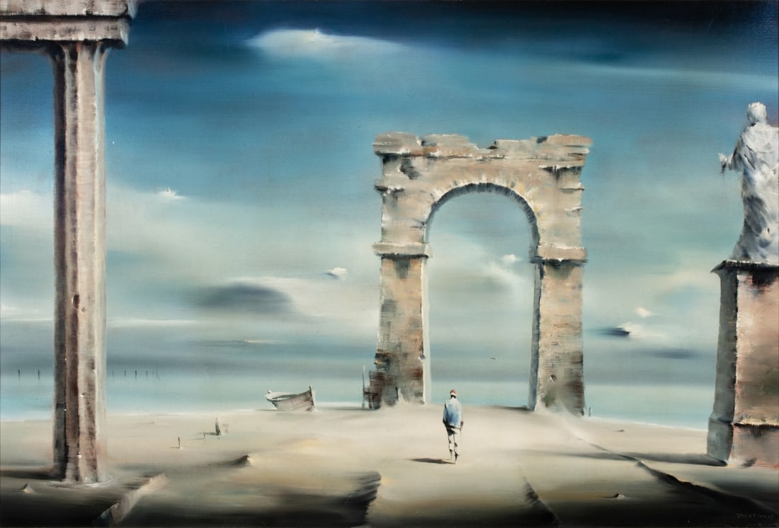 ROBERT WATSON (1923-2004) 1968 SURREALIST OIL ON CANVAS (1 of 14)