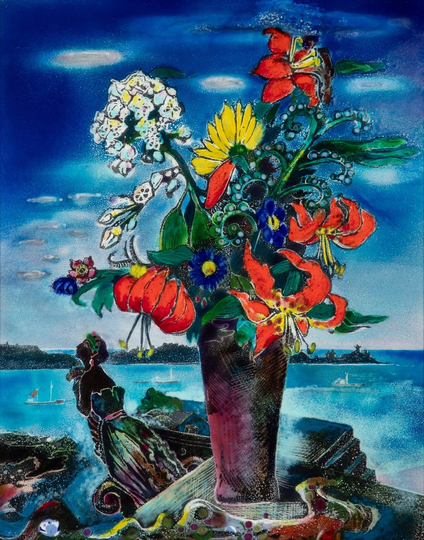 KALAMAN AND DORIS HALL KUBINYI MODERNIST ENAMEL PLAQUE (1 of 13)