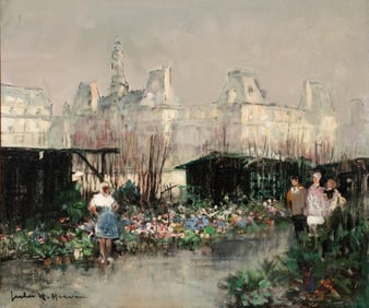 JULES HERVE (1887-1981) PARIS STREET OIL ON CANVAS