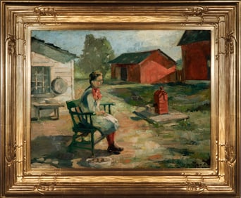 EARLY 20TH CENTURY AMERICAN SCHOOL OIL SIGNED GREENE