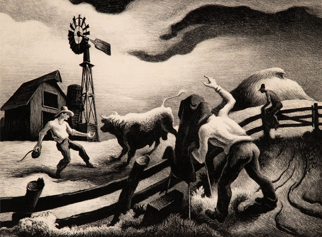 THOMAS HART BENTON (1889-1975) PENCIL SIGNED LITHOGRAPH (1 of 14)