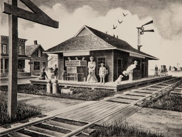 FIVE VARIOUS AMERICAN PENCIL SIGNED PRINTS 1937 TO 1946