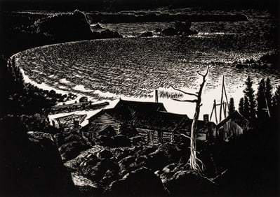 LLOYD FOLTZ (1897-1990) PENCIL SIGNED LINOCUT