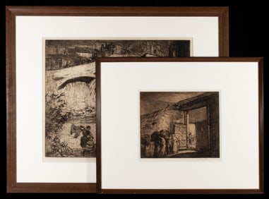 FRANK BRANGWYN (1867-1956) PENCIL SIGNED ETCHINGS (2)
