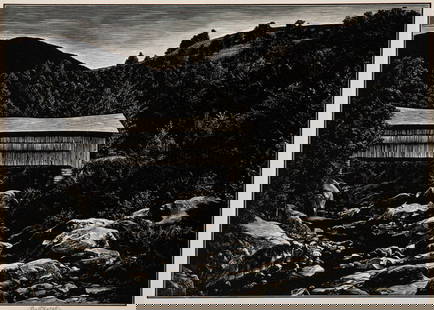 THREE PENCIL SIGNED PRINTS BY AAA ARTISTS: 1. Luigi Lucioni (1900-1988) Route 7 (1946), The etching from an edition of 250 prints published by Associated American Artists is signed by the artist in pencil below the image lower right and titled