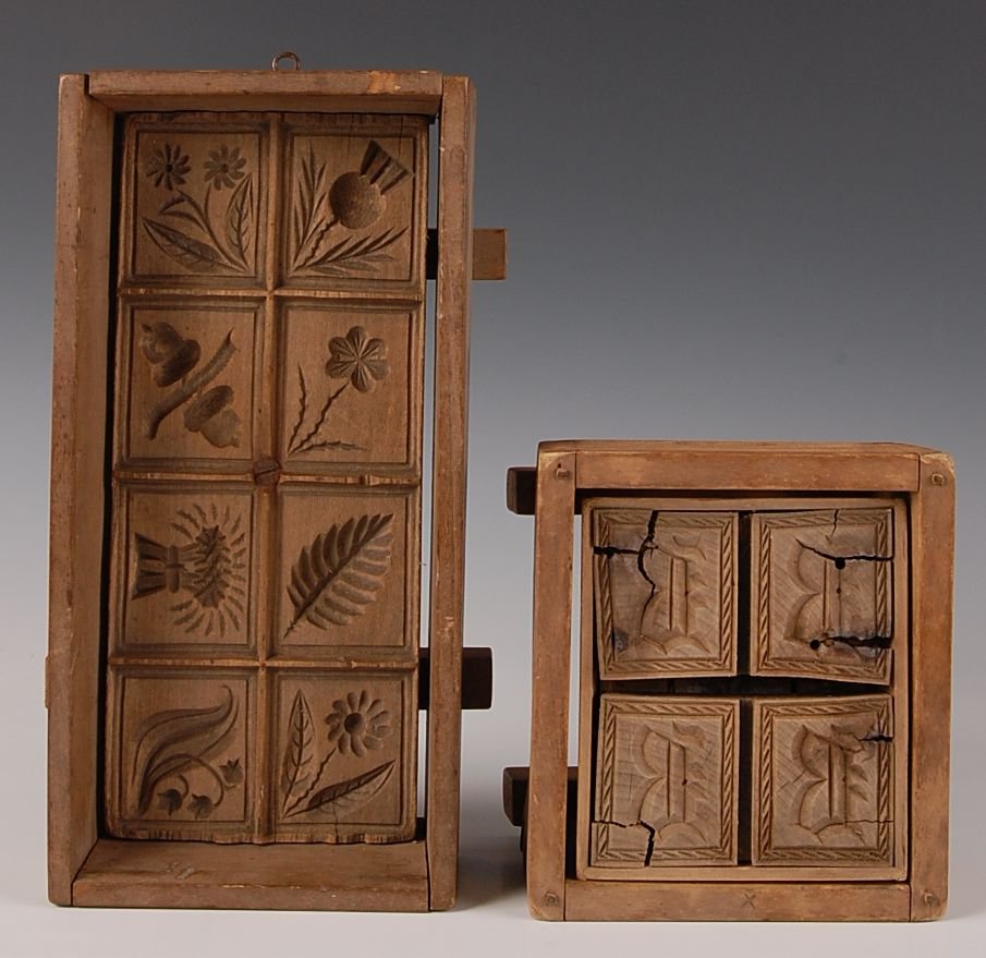 TWO RECTANGULAR BUTTER PRINTERS: Measure 3.5 x 11 x 5.5 and 3.5 inches square